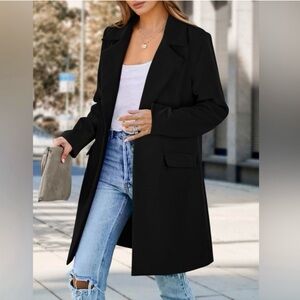 PRETTYGARDEN Women's Long Blazer Jackets Long Sleeve Lapel Pockets